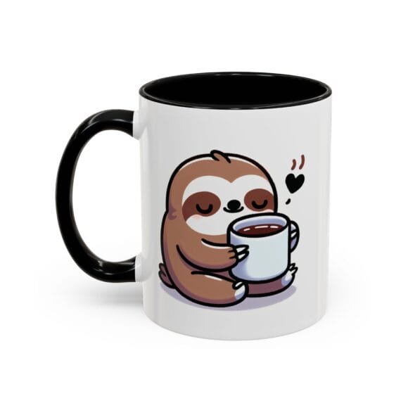 Cute Sloth Drinking Coffee - Coffee and Tea Mug - Image 3