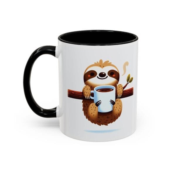 Smiling Sloth Drinking Coffee - Coffee and Tea Mug - Image 3